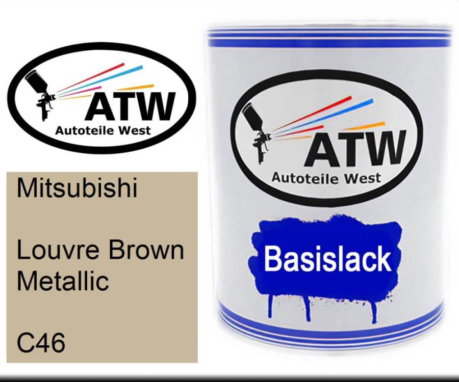 Mitsubishi, Louvre Brown Metallic, C46: 1L Lackdose, von ATW Autoteile West.